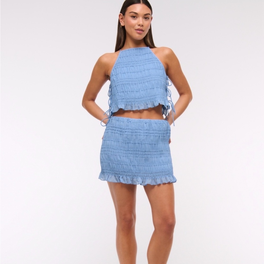 Abercrombie & Fitch Light Blue Smocked Two-Piece Mini Dress